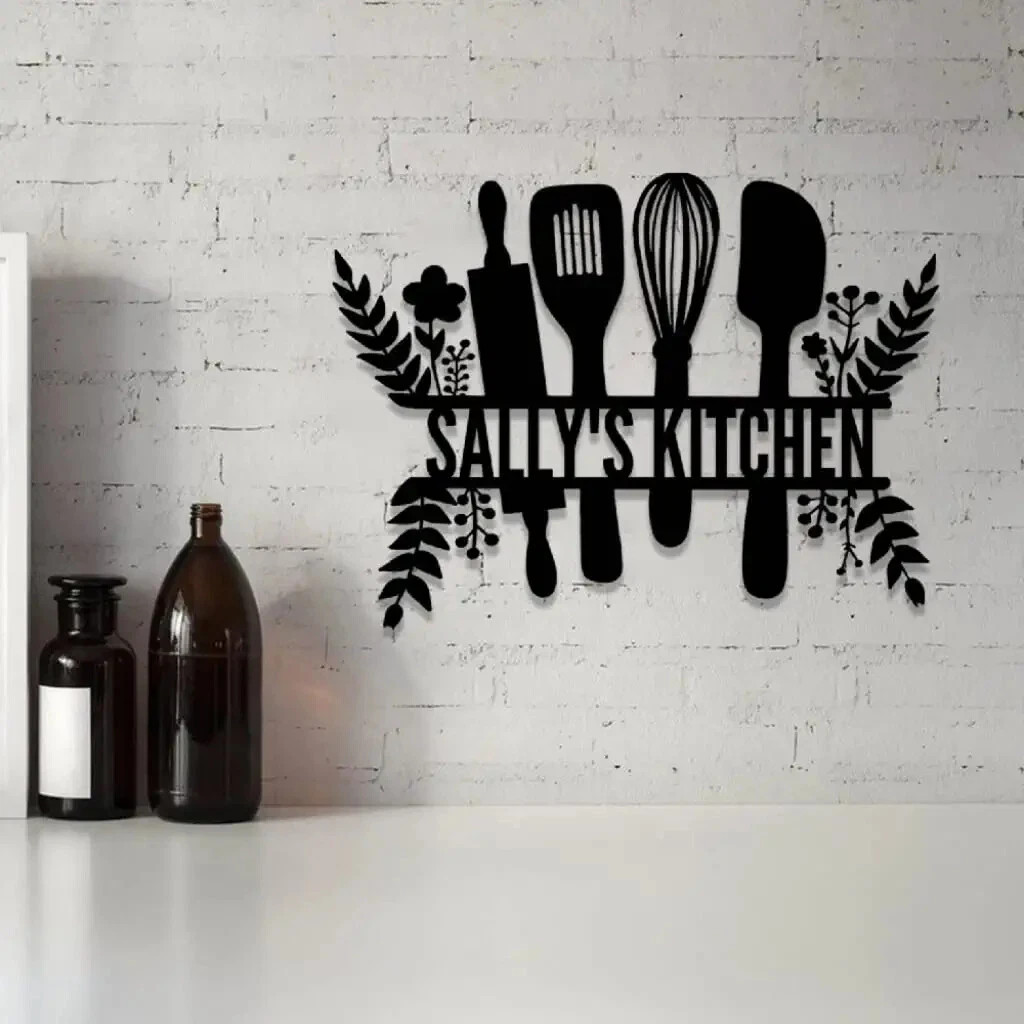 Personalized Kitchen Metal Sign Custom Name Monogram Bakery Wall Art Decor Gift