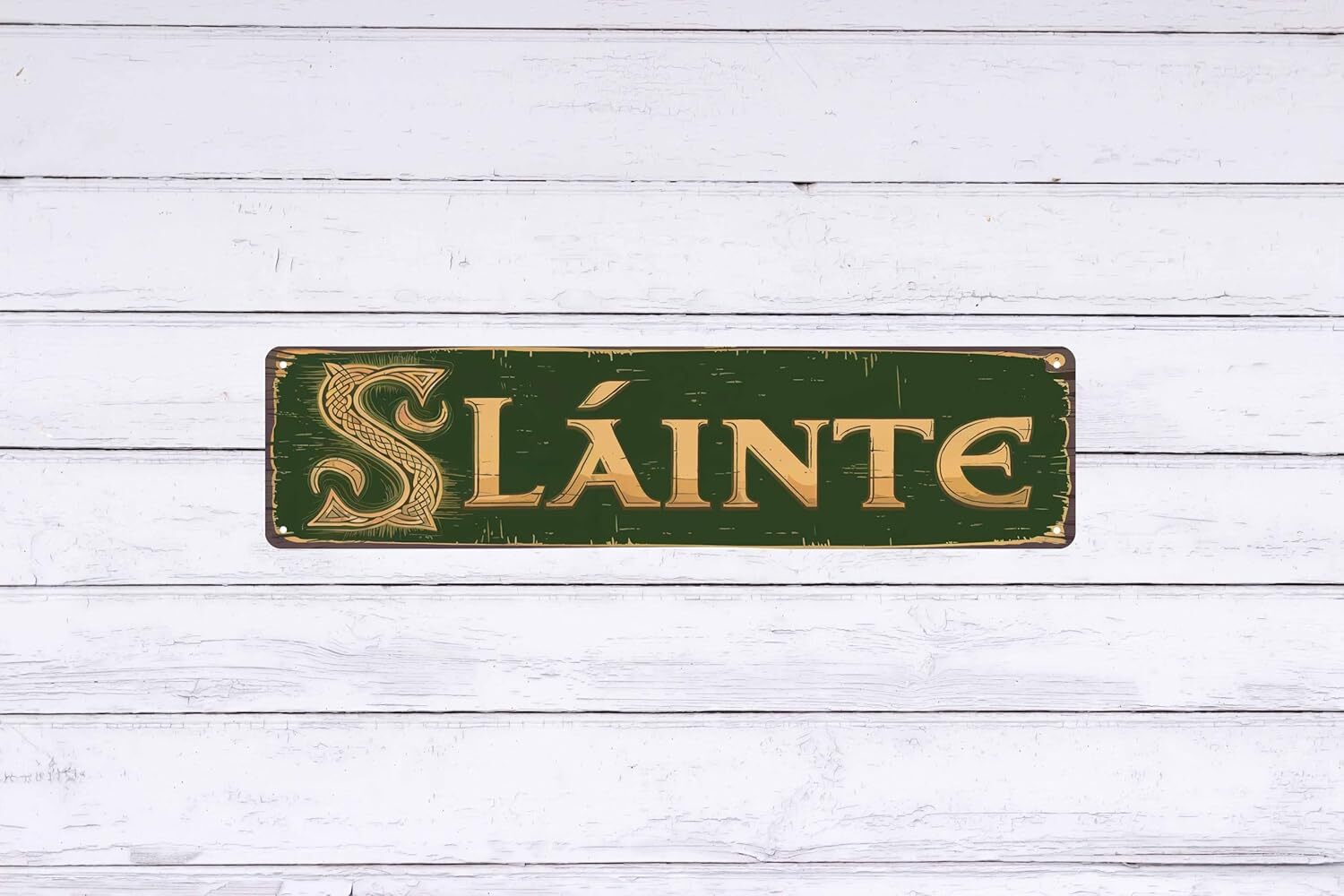Vintage Irish Slainte Cheers Metal Sign 4×16 In Retro Beer Wall Decor For Man Ca