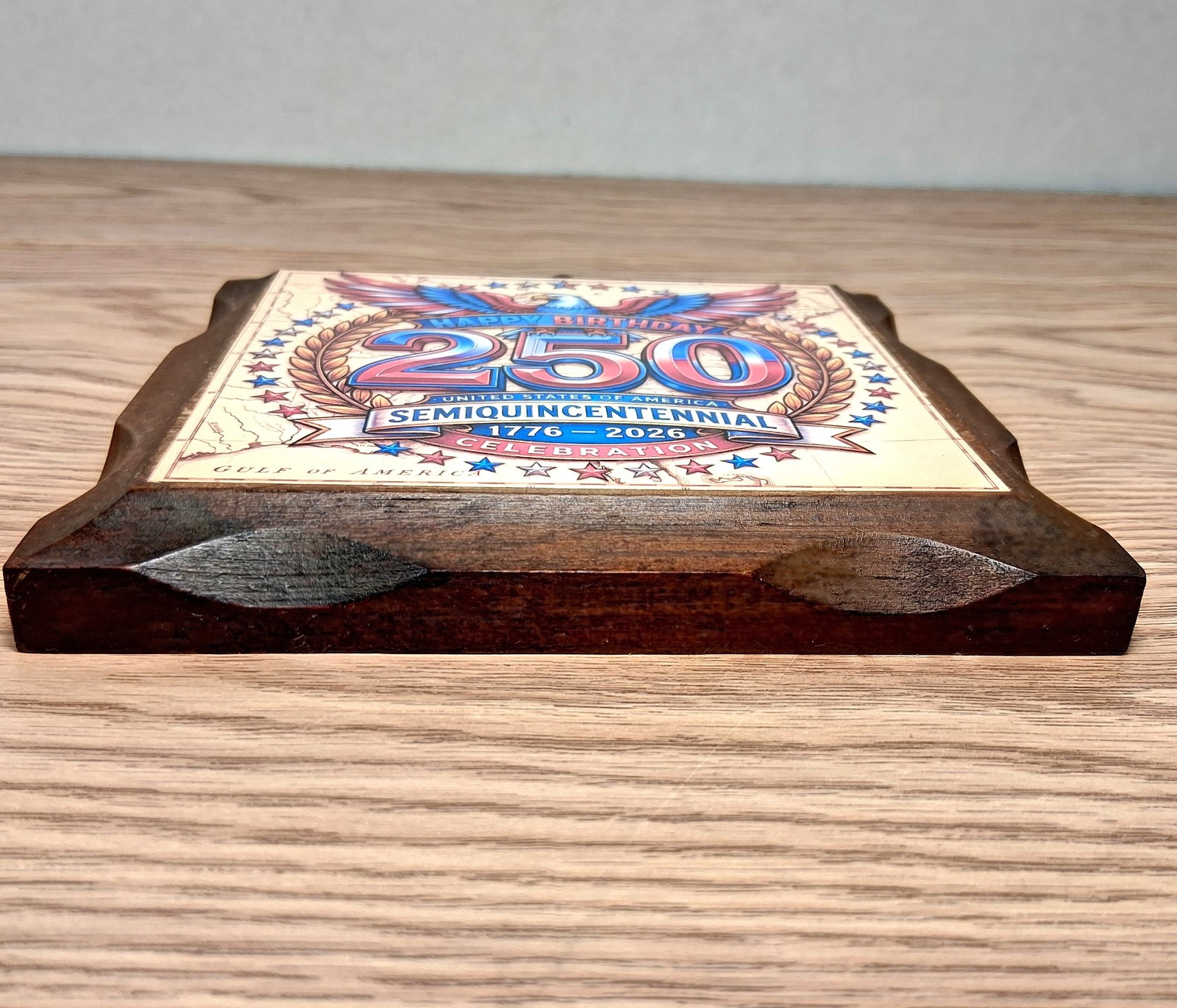 USA 250th Anniversary Wood Plaque Semiquincentennial 1776-2026 Eagle Sign 5×5