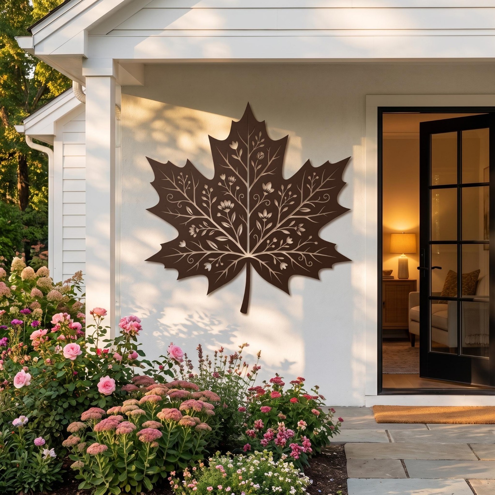 Maple Leaf Metal Wall Art Nature Metal Sign Rustic Outdoor Patio Decor Gift