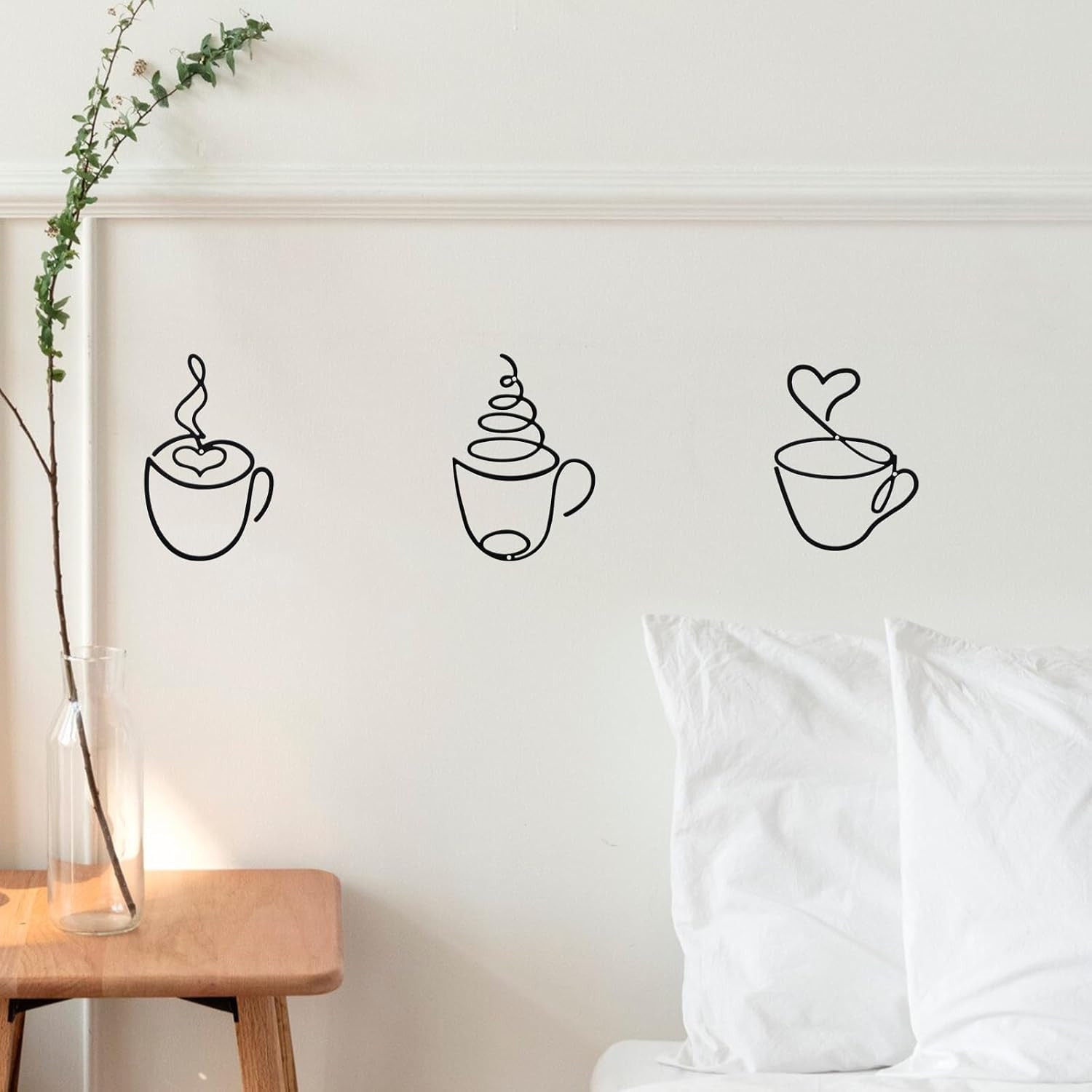 3 Pcs Coffee Cup Metal Wall Art Metal Coffee Sign Wire Hanging Bar Decor Vintage