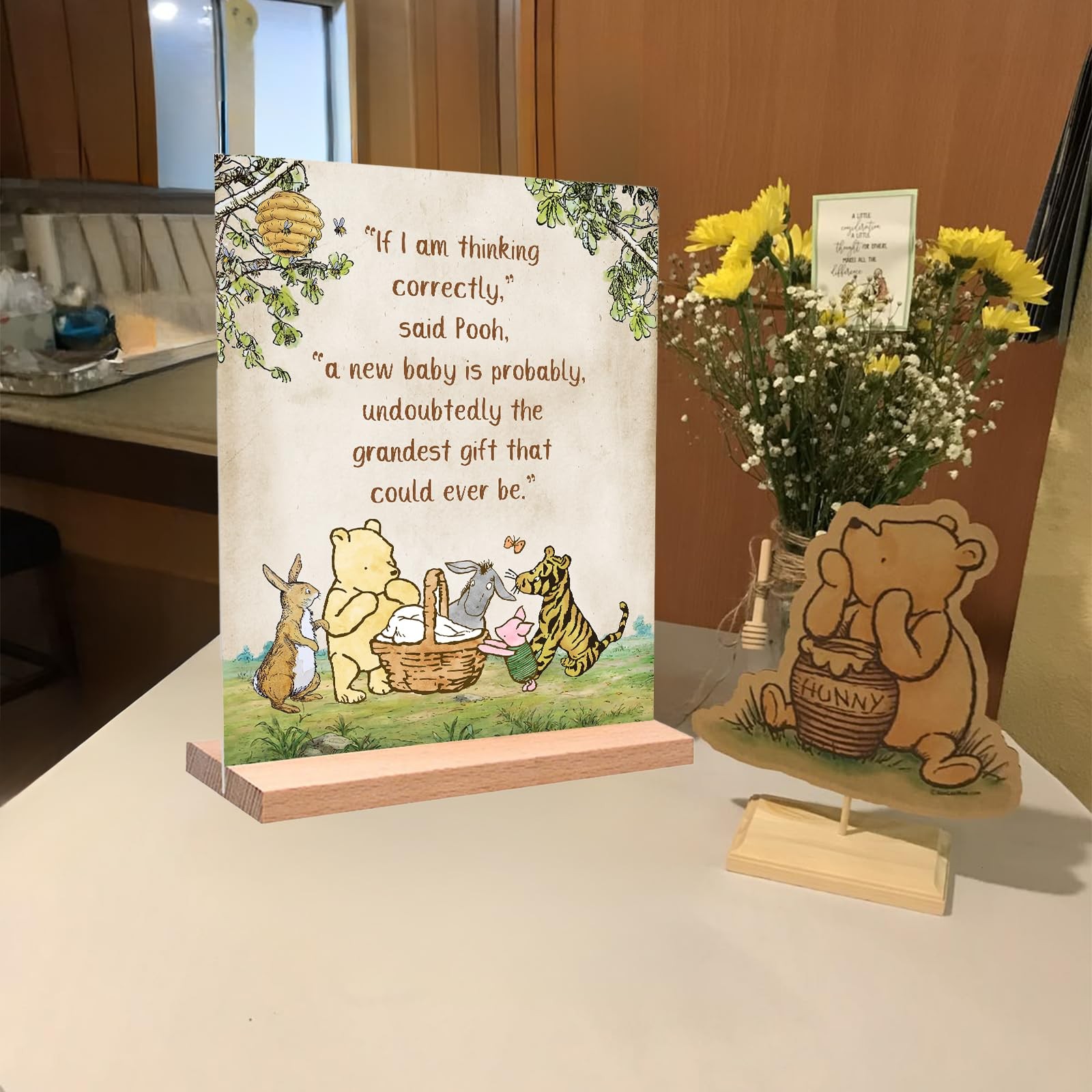 Winnie Table Signs for Baby Shower Decorations 8x10inch 8×10 inches, brown