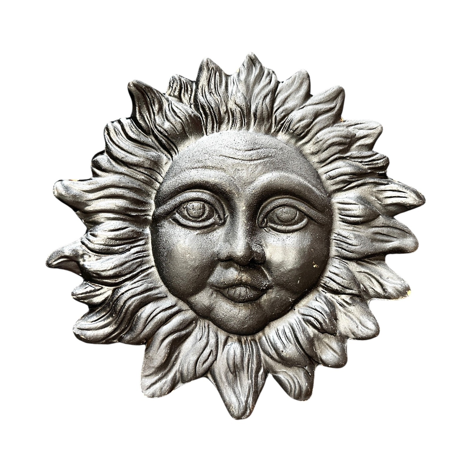 VTG Celestial Wall Art Mexican Sun and Moon Decor Set Black Plaques 8 Inch Italy