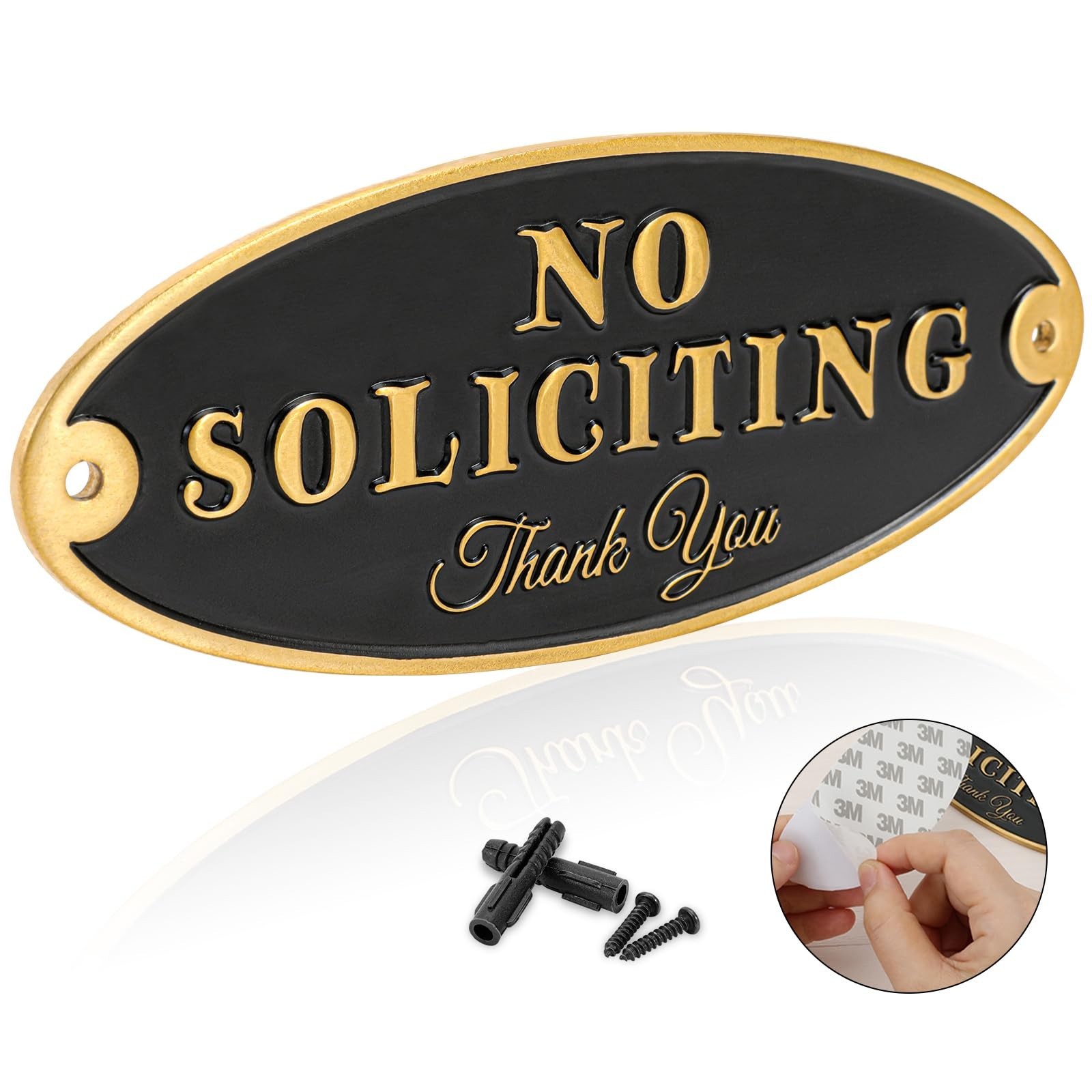 Brass No Soliciting Sign for House Office – No Soliciting Sign for Front Door…