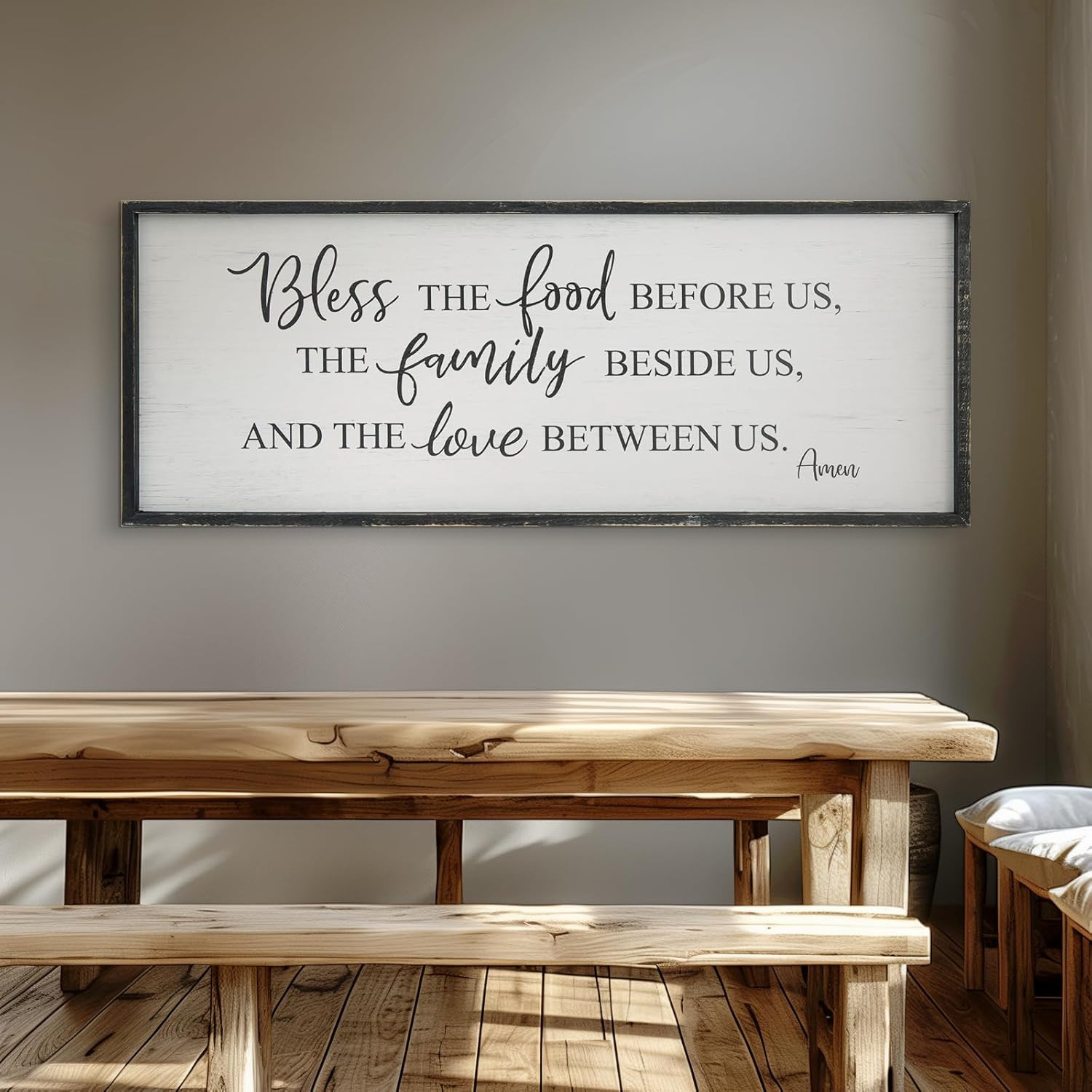 Bless the Food before Us Home Decor Wall Sign for Family 40 X 15 Inch Black