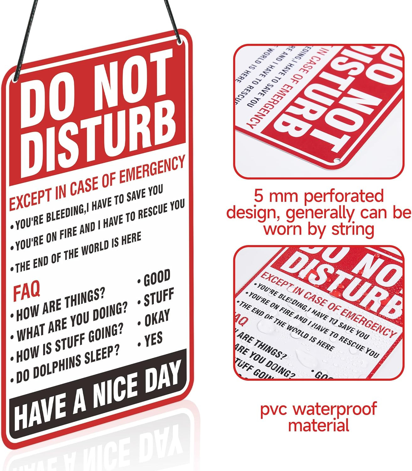 Do Not Disturb Door Hanger Sign, Available Please Knock Sign, Double-Sided PVC F