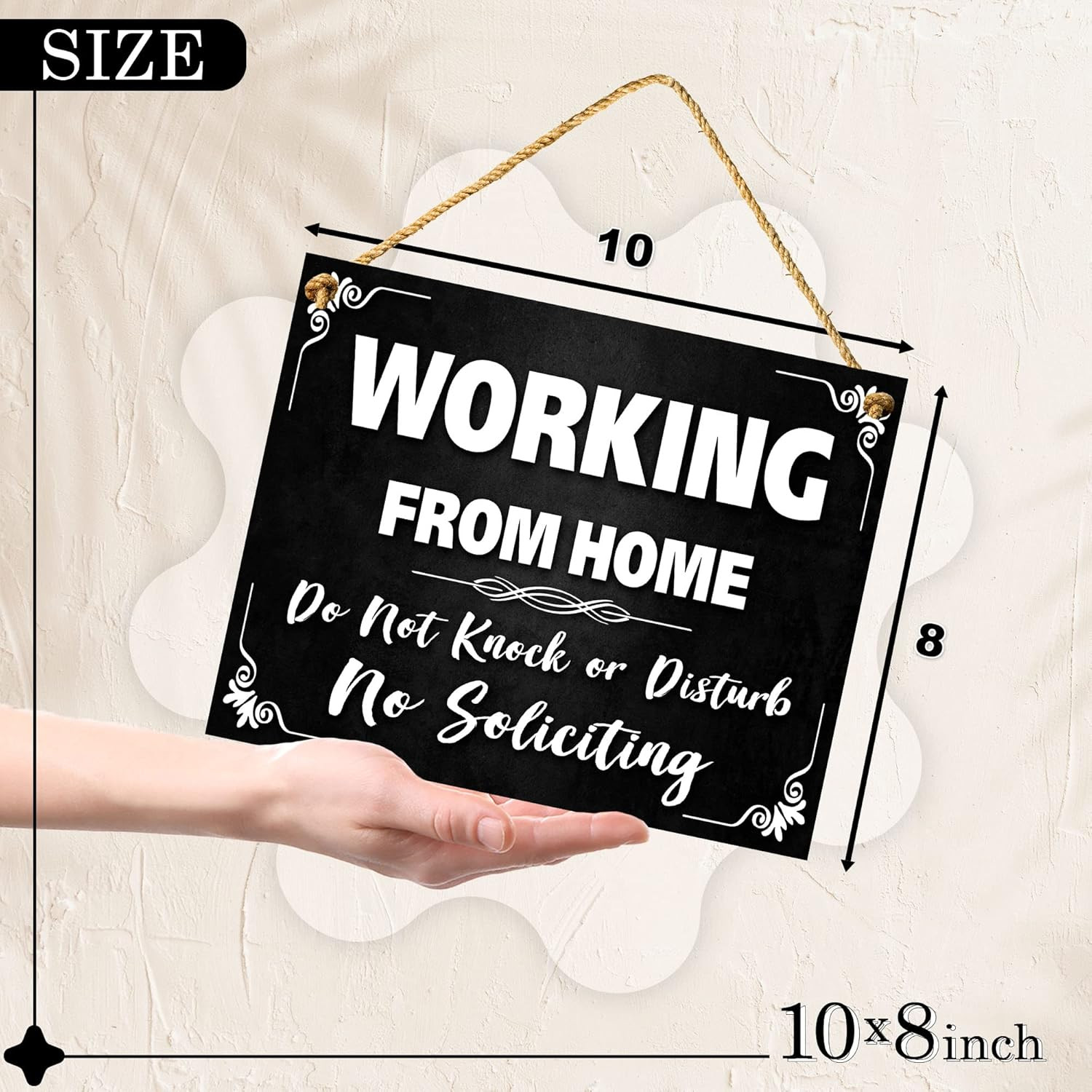 Working From Home Sign, 10×8 Dibond Do Not Knock, Do Not Disturb, Hanging No Sol
