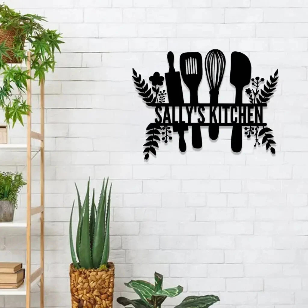 Personalized Kitchen Metal Sign Custom Name Monogram Bakery Wall Art Decor Gift