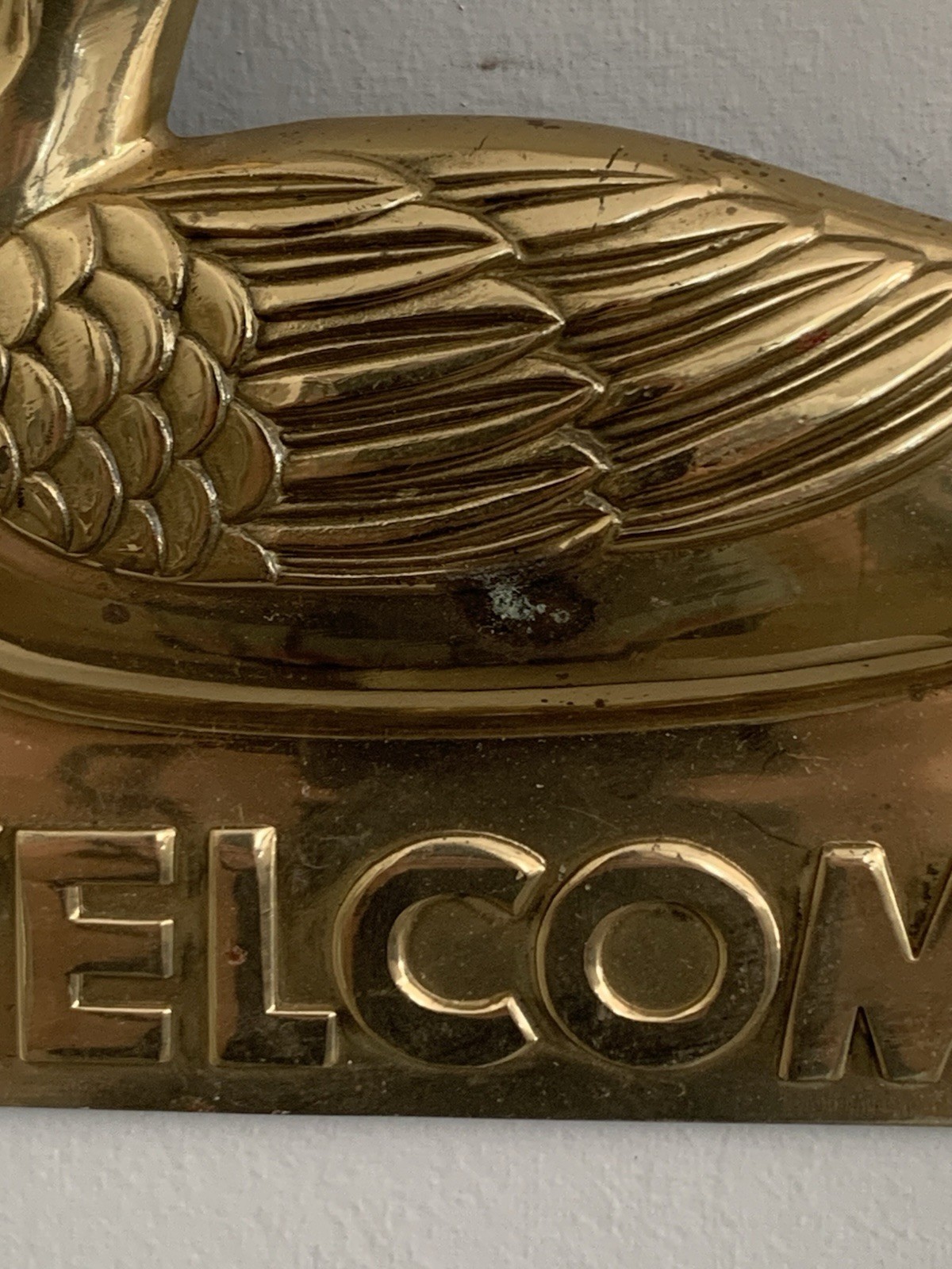 Vintage Solid Brass Duck Welcome Sign Door , Wall, Plaque Hanging