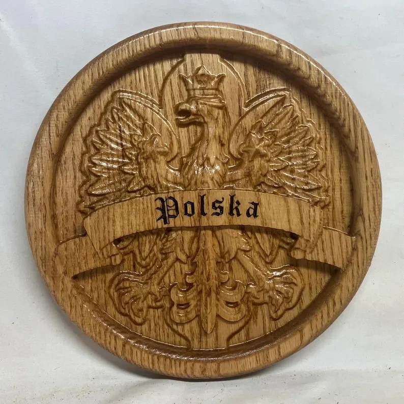 Beautifully Customize Polish Eagle with decorative border and name plaque Gift