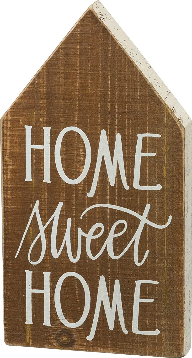 Primitives by Kathy Block Sign Home Sweet Home Sitter Rustic Decor Shaped House