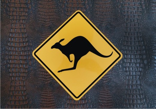 Kangaroo Crossing – Outback Warning Placard – Australia Road Sign – Travel Decor
