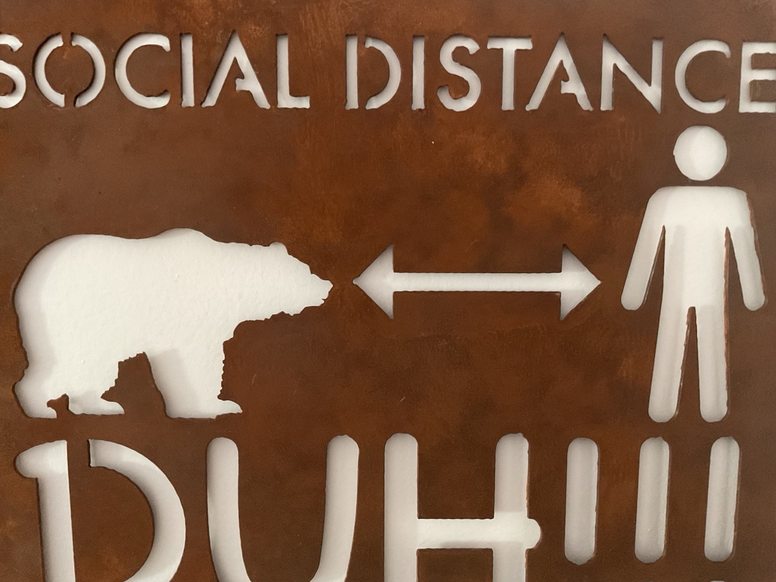 14X12 Funny Rusted “Social Distance Duh” Steel Sign…Made/USA…Ships Free!