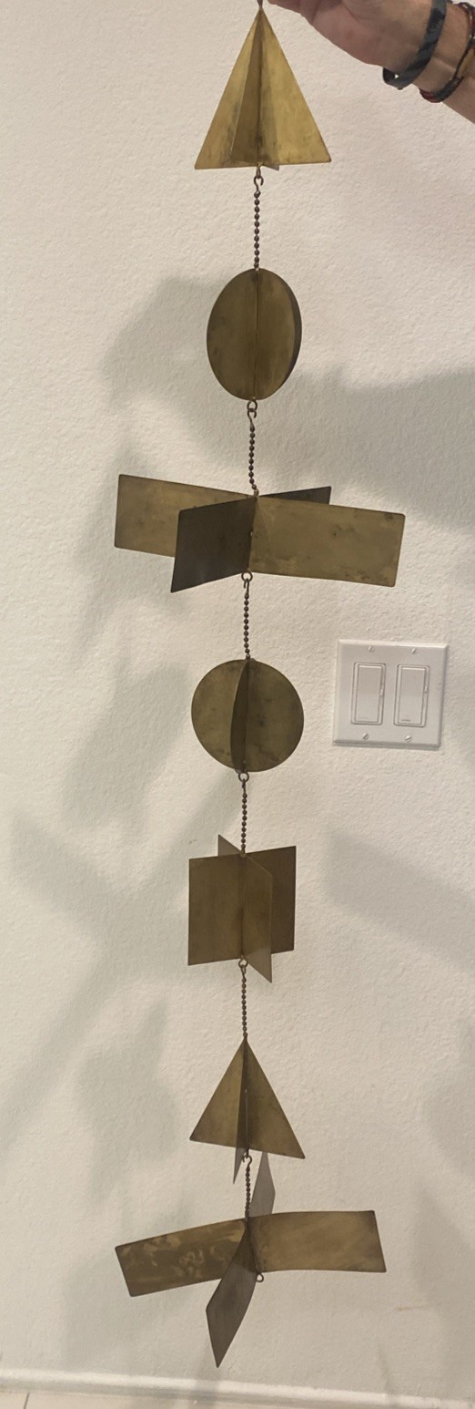 Vntg Geometric Shapes Metal Hanging Sculpture Chain Adjustable 46” RARE! MCM