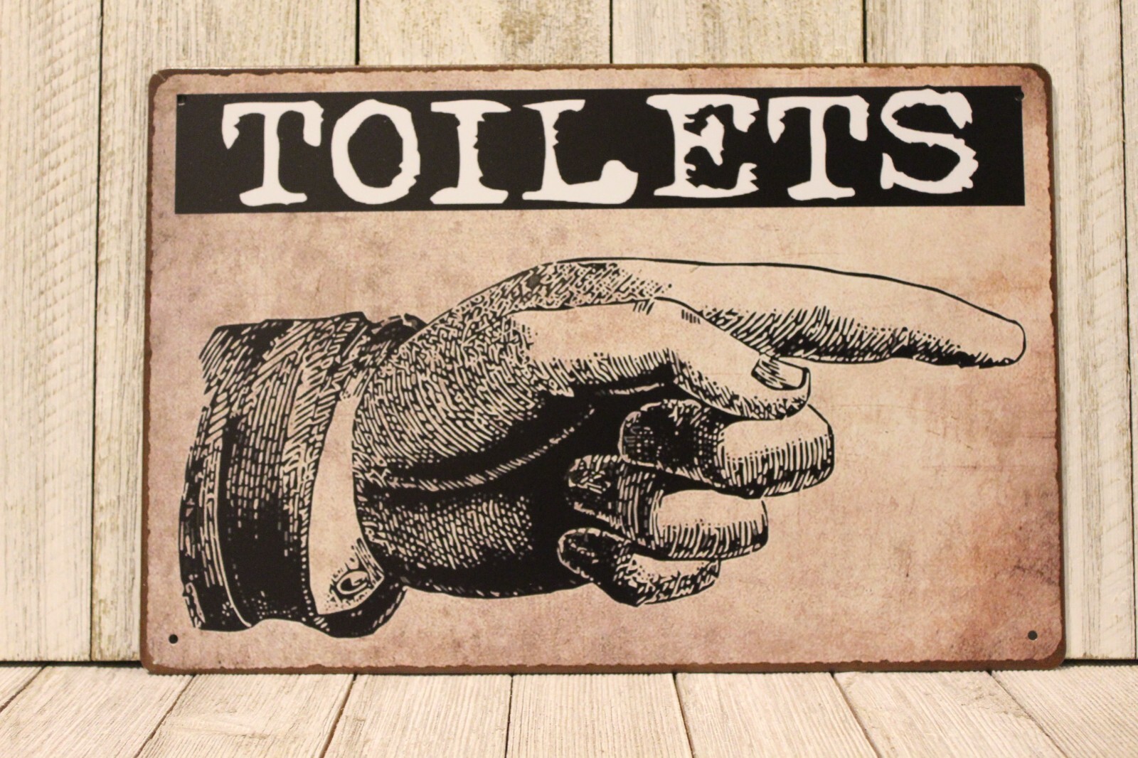 Set of 2 Toilets This Way Arrow Tin Sign Restrooms Restroom Right & Left