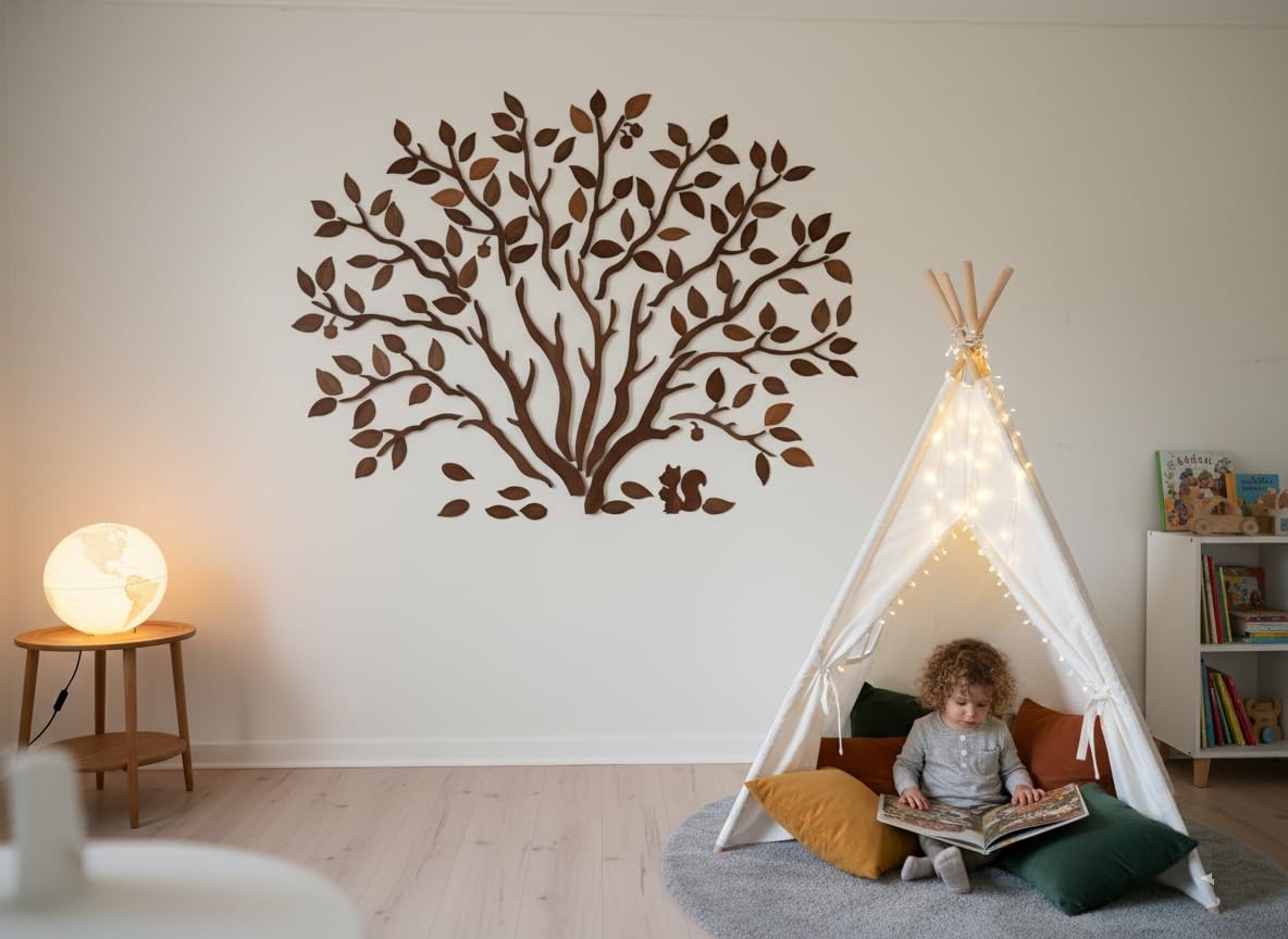 Large Handmade Solid Wood Oak Tree Wall Art, Tree of Life Wall Decor for Livi…