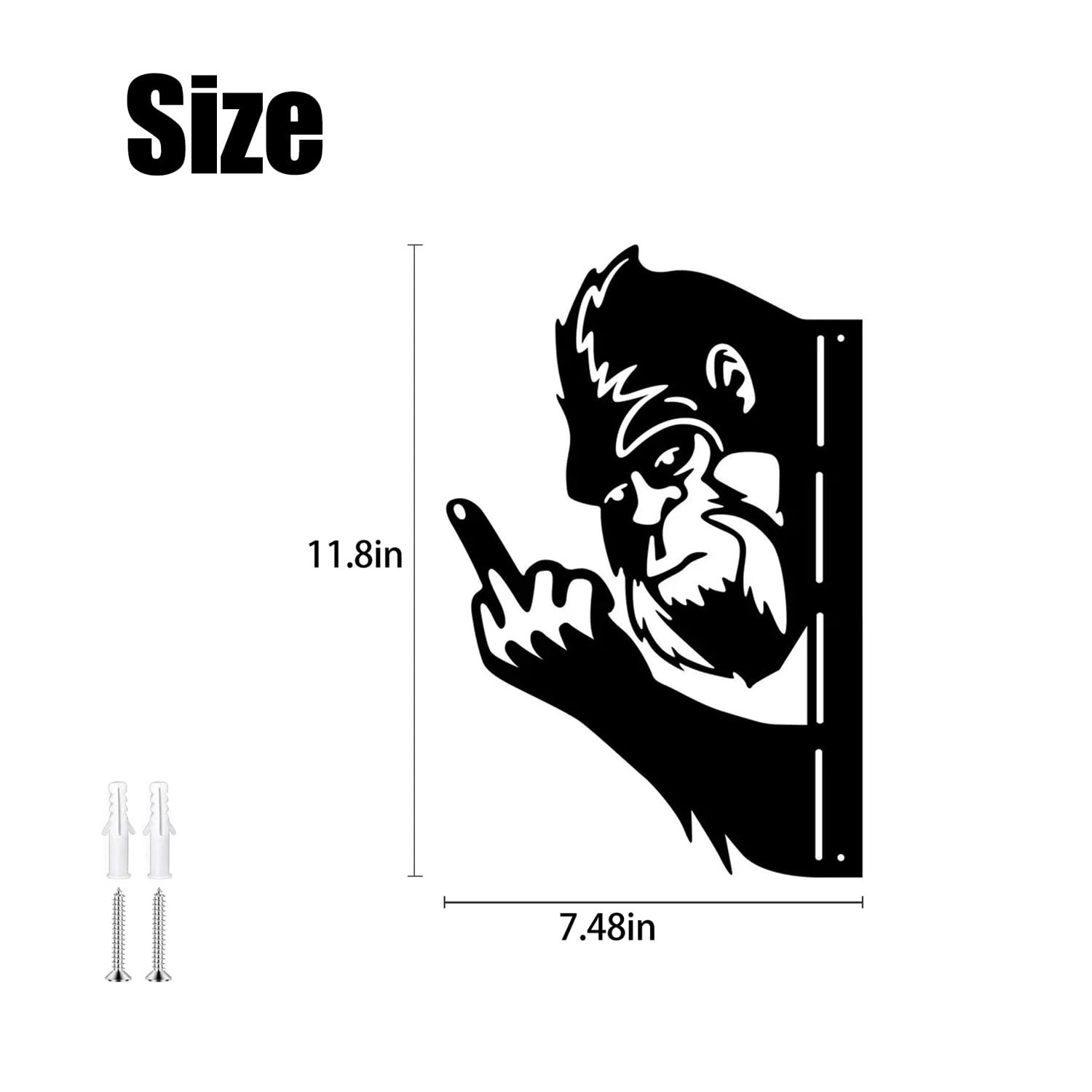 Peaking a Boo Flipping Off Bigfoot Animal Metal Sign Art Ornament, Animal Pee…