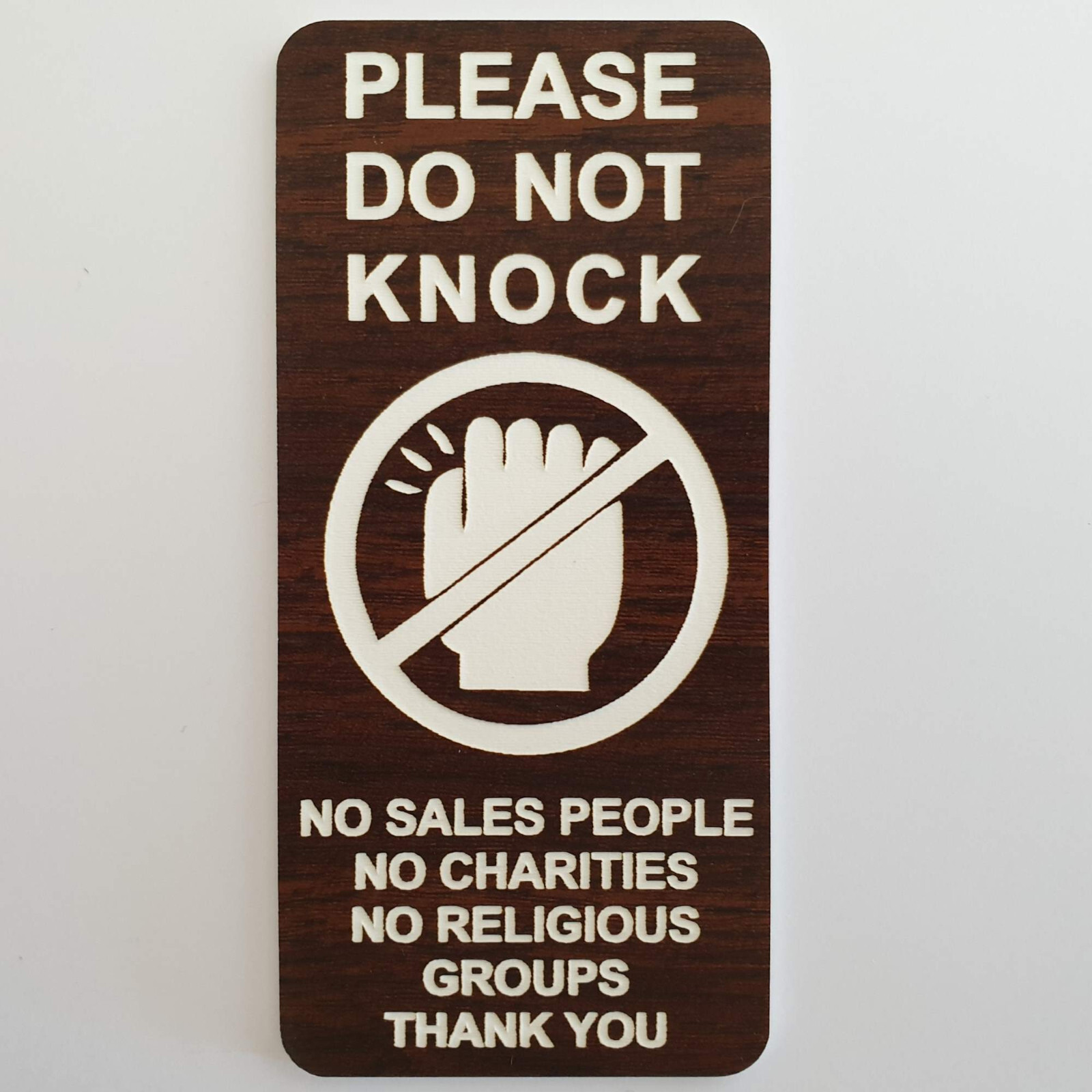 Please Do Not Knock Sign Plaque No Sales People Charities Religious Groups