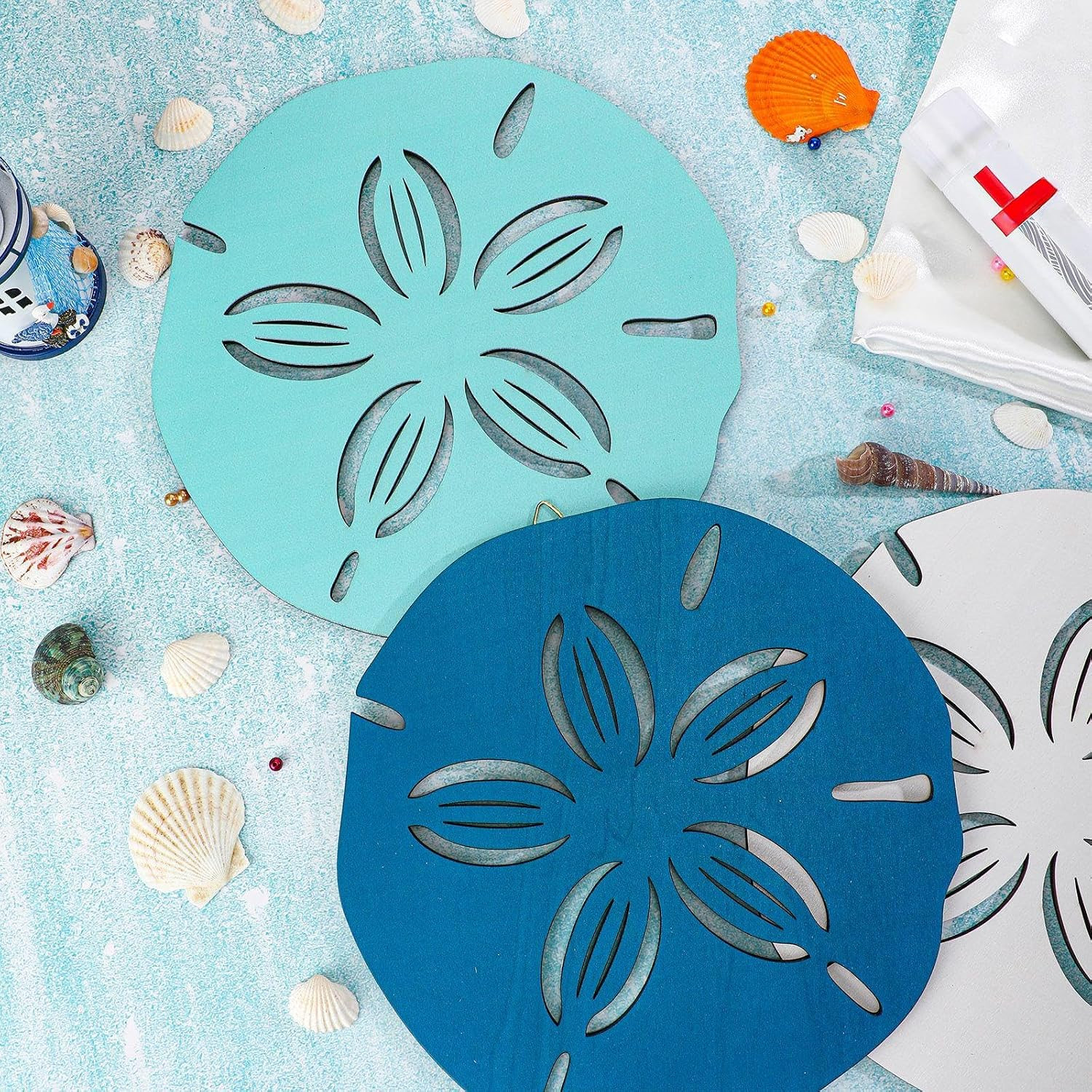 Jetec 3 Pcs Sand Dollar Wall Decor Summer Coastal Bathroom Wall Decor Art Beach