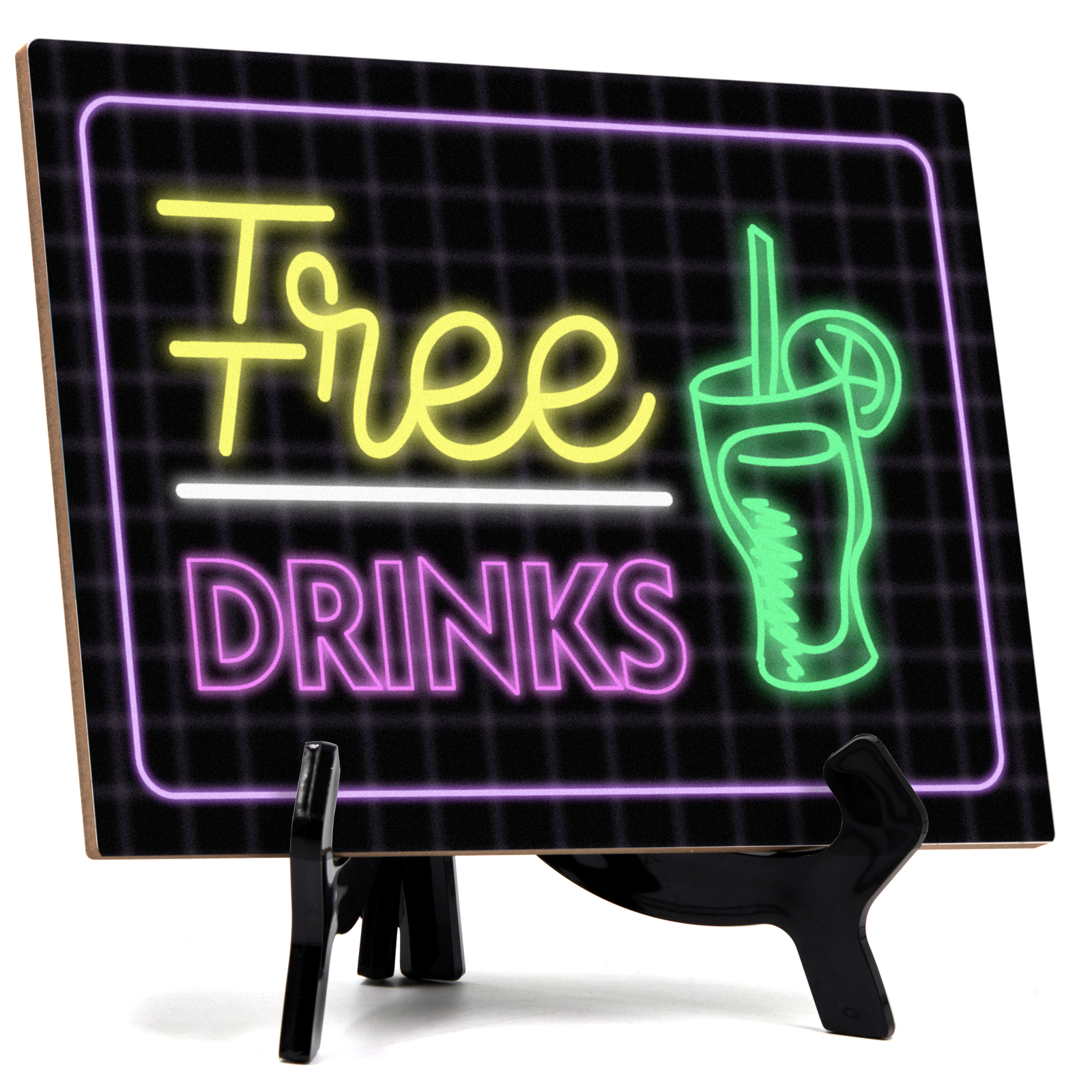 Signs ByLITA Free Drinks Wedding Decoration Table Sign with Acrylic Stand (6×8“)