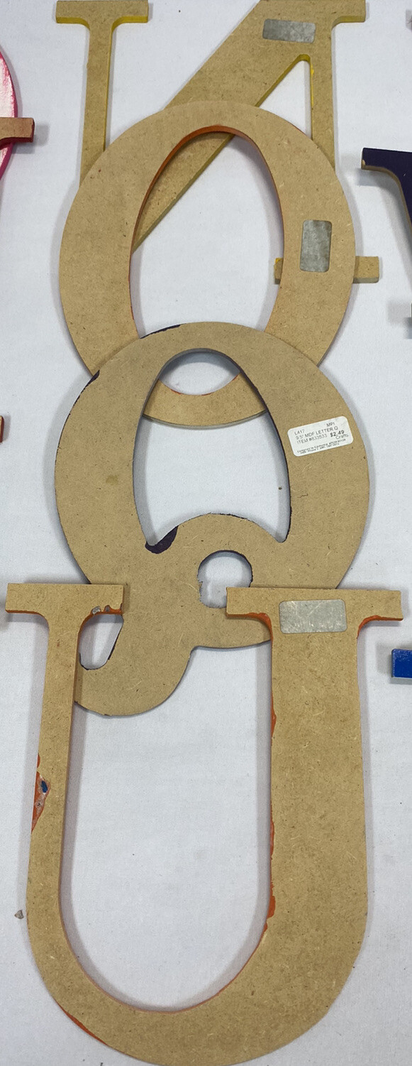 Wooden Alphabet Letter Wall Decor Lot 13 Pieces Incomplete Set Multicolor