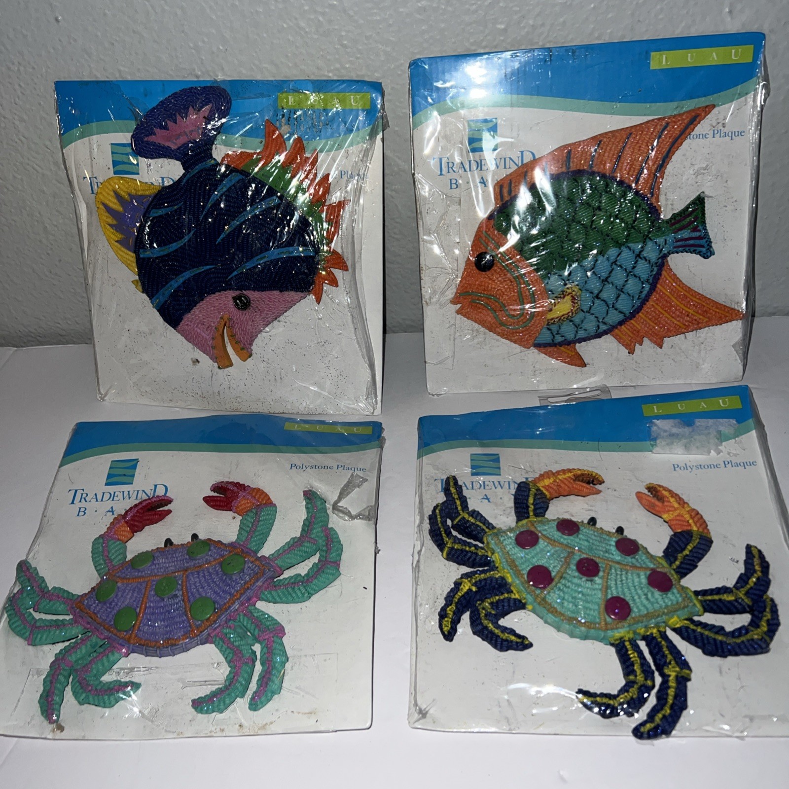 Tradewind Bay Set Of Four Poly Stone Ocean Themed Decor Peace Plaque