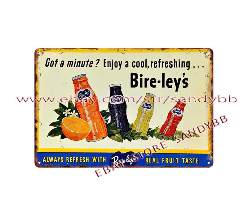 contemporary home decor 1946 Bireley’s soda drink metal tin sign