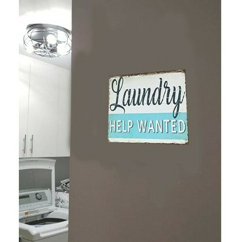 PXIYOU Laundry Help Wanted Vintage Farmhouse Laundry Room Sign Country Wall Deco