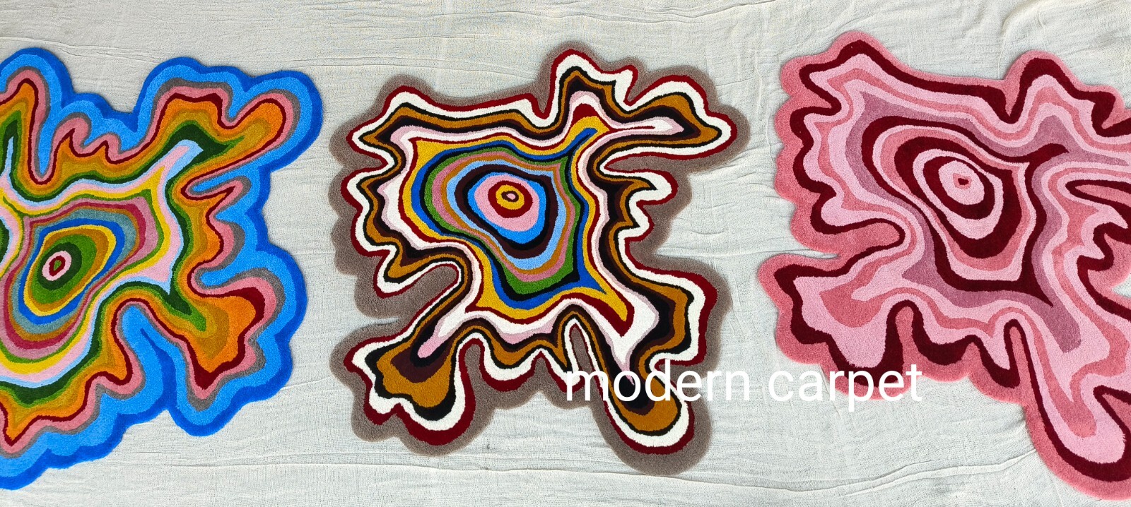 Psychedelic Irregular Rugs Handmade 100% Woolen Hand Tufted For Home Decoration