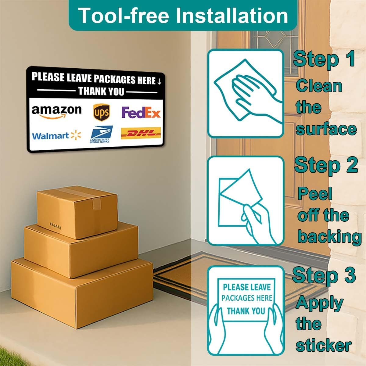 2 Pack Delivery Signs for Packages -Please Leave Packages Here Sign, 11 x 7 Inch