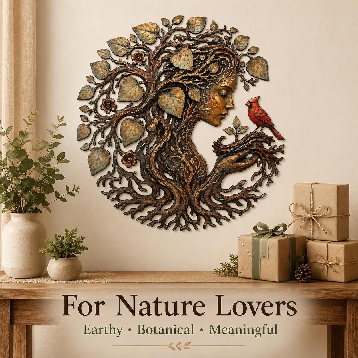 Metal Wall Decor, Mother Earth Metal Wall Art , Tree of Life Goddess Decor