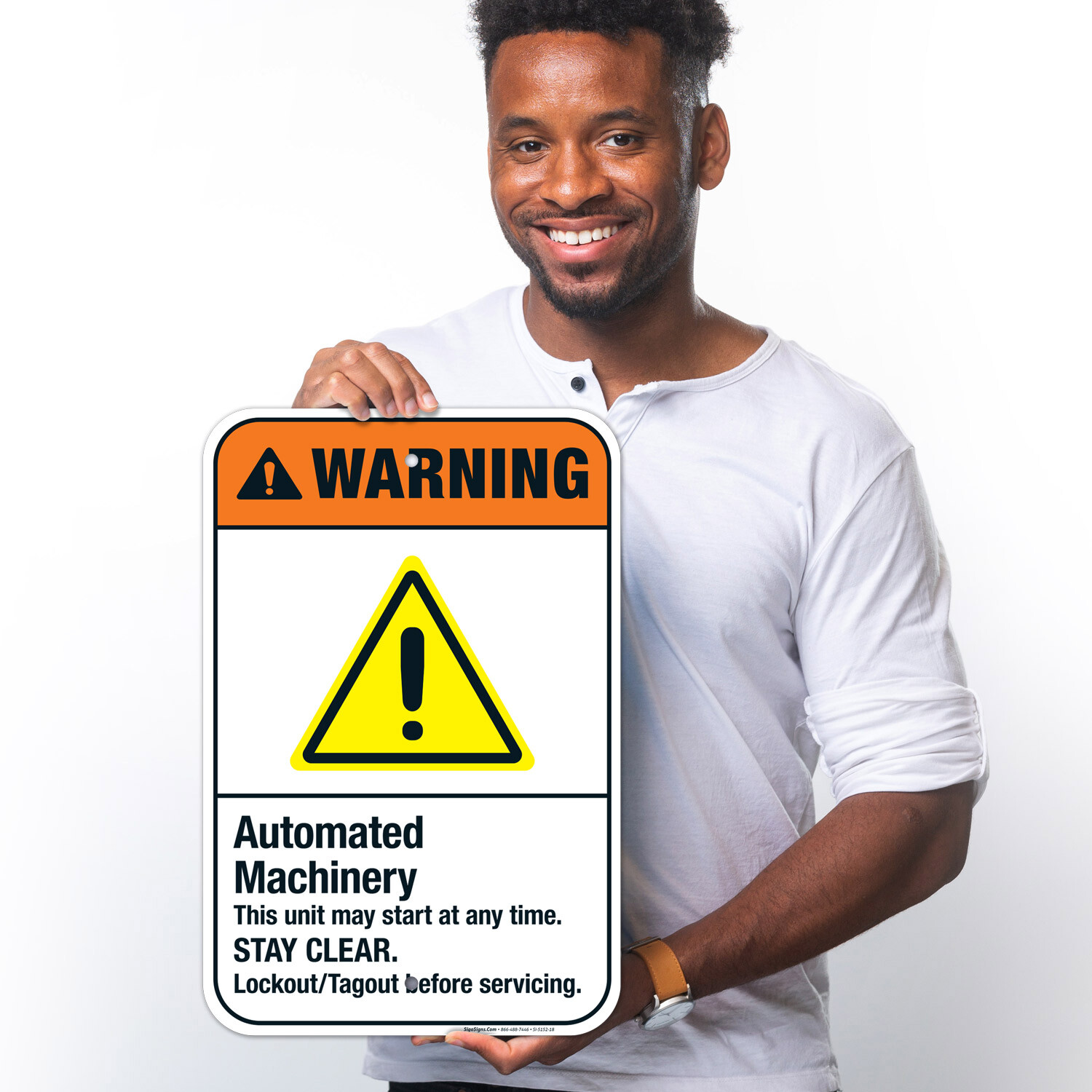 Automated Machinery This Unit May Start At Any Time Sign, ANSI Warning Sign,